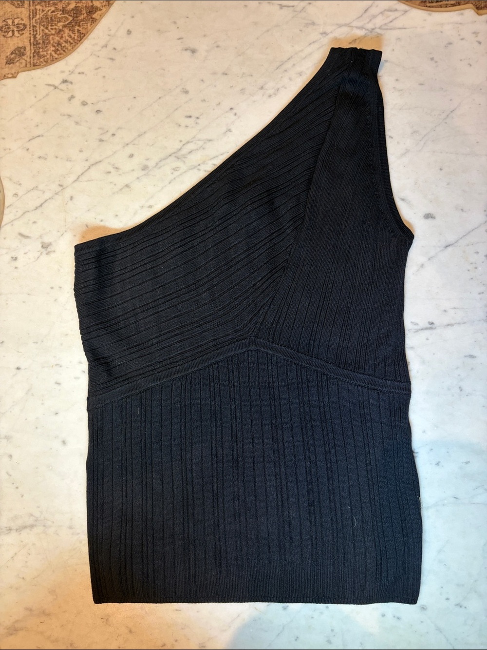 Banana Republic Black One-Shoulder Ribbed Tank Top
